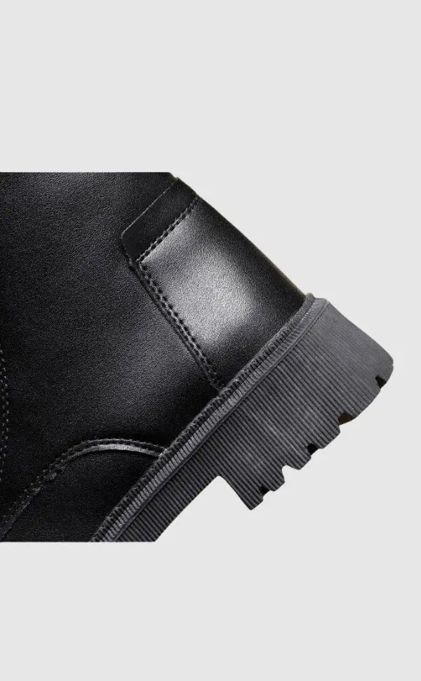 Lia | Læder støvler sort ankelstøvler vinterstøvler støvler med hæl