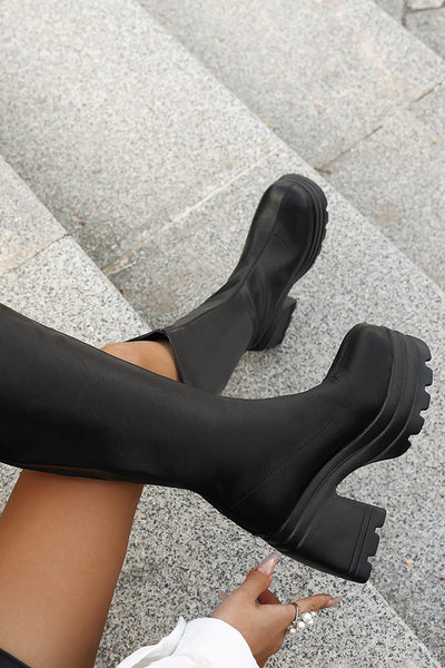 Robine | Sorte høje støvler elegant støvler med højhælede