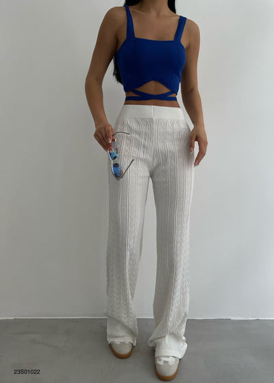 Ella | Elegant White Crocheted Pants Bukser Dame