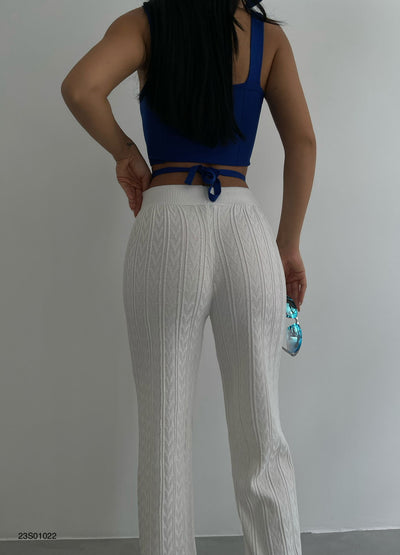Ella | Elegant White Crocheted Pants Bukser Dame