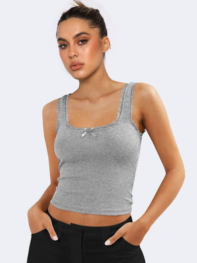Lea | Romantisk Rib Tank top med Kantdetaljer Dame Top