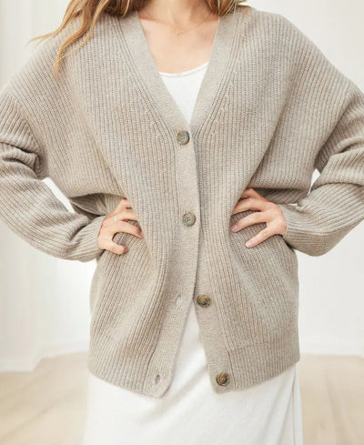 Oversized Cardigan V Hals med Knapper til Kvinder