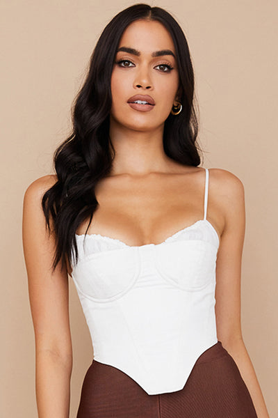 Eliza | Elegant Hvid Bustier Top med Fine Stropper Corset Dame