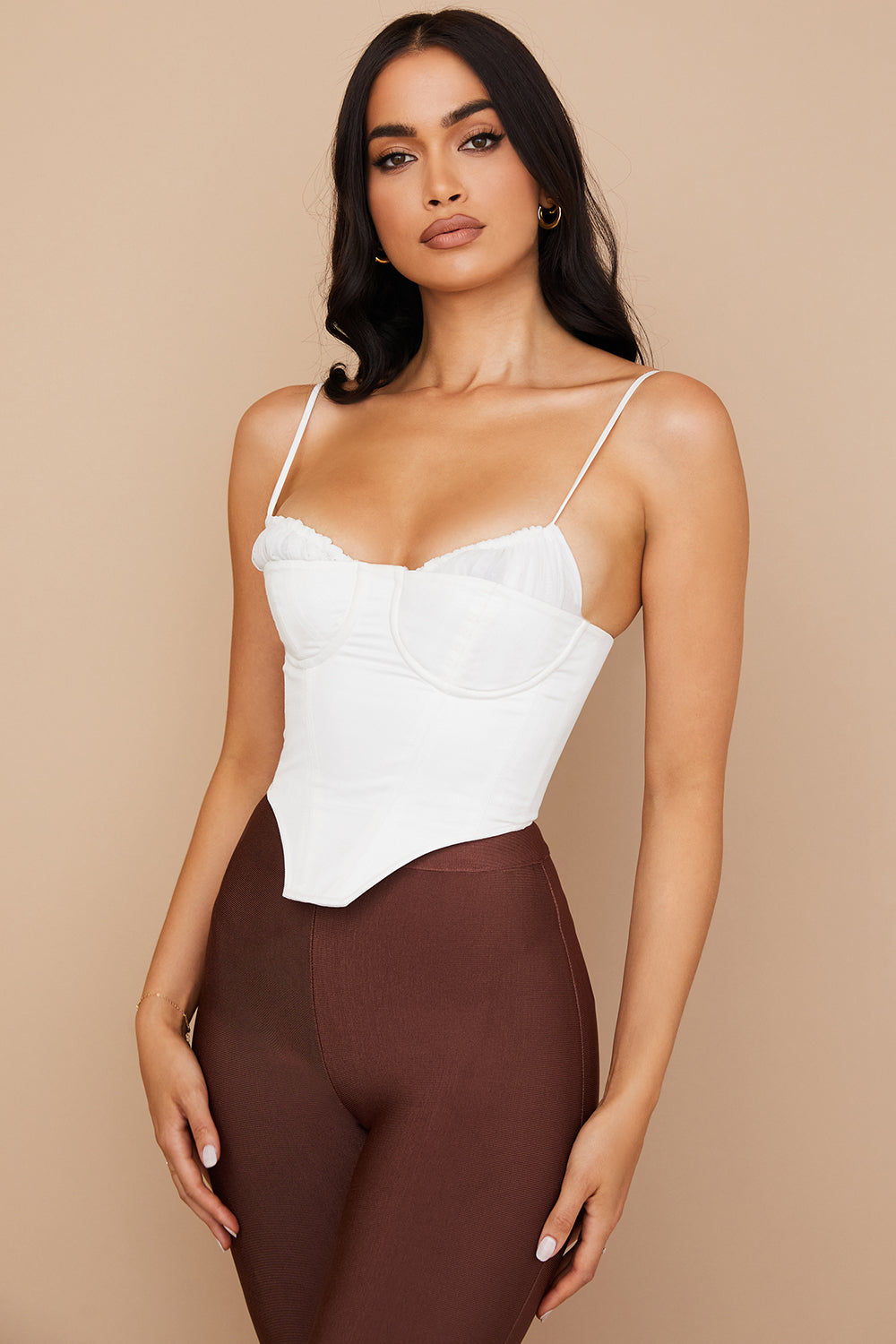 Eliza | Elegant Hvid Bustier Top med Fine Stropper Corset Dame