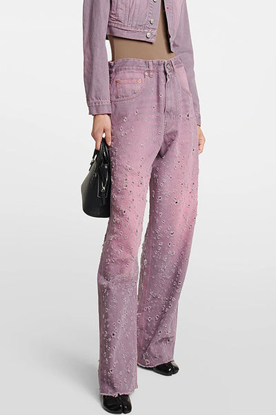 Karoline |Denim Jeans Washed Wide-Leg Bukser Dame