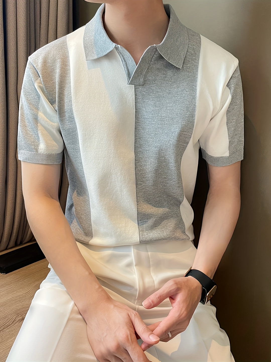 Asher | Colorblock polo til mænd – moderne åndbar poloshirt