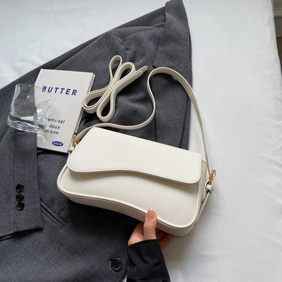 Elegant Bølgende Læder Håndtaske