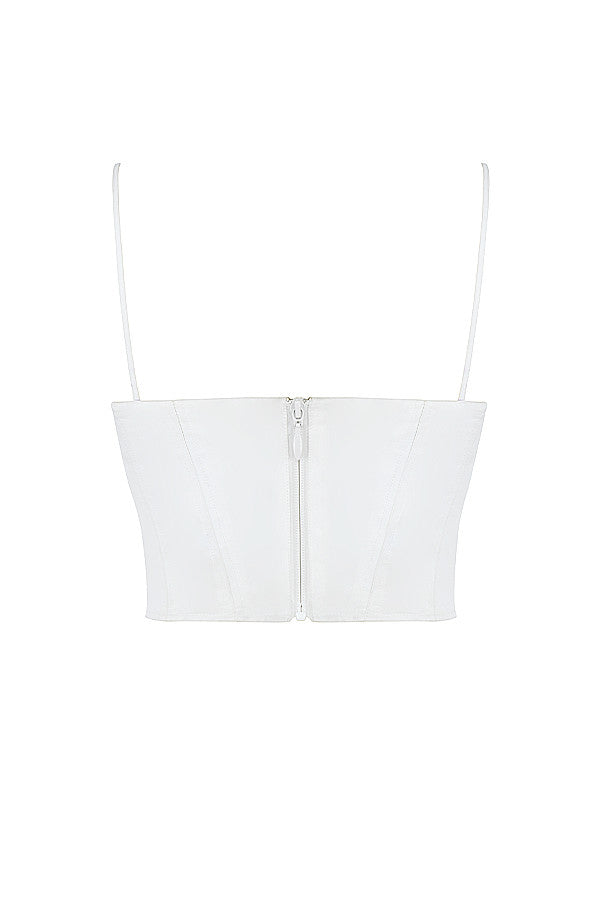 Eliza | Elegant Hvid Bustier Top med Fine Stropper Corset Dame