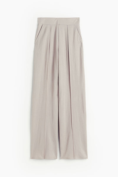 Luftig damebukser med bredt snit og folder Bukser Dame